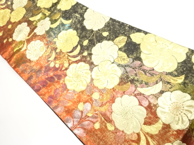 JAPANESE KIMONO / HIKIHAKU TSUJIGAHANA PATTERN WOVEN FUKURO OBI